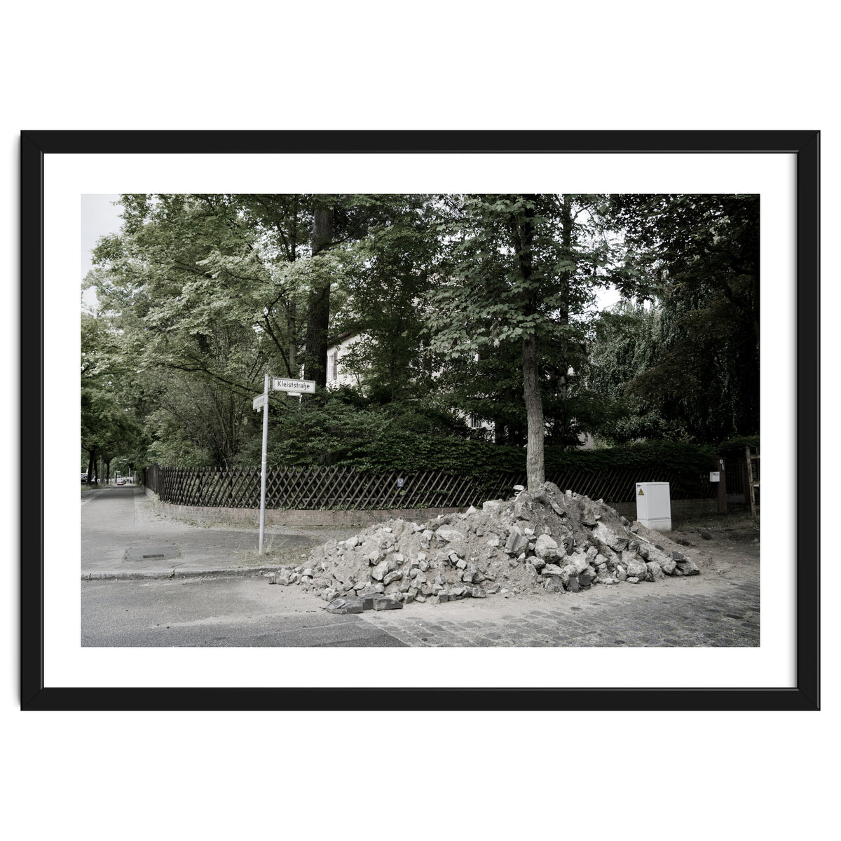 Piled-up rocks under construction on the street