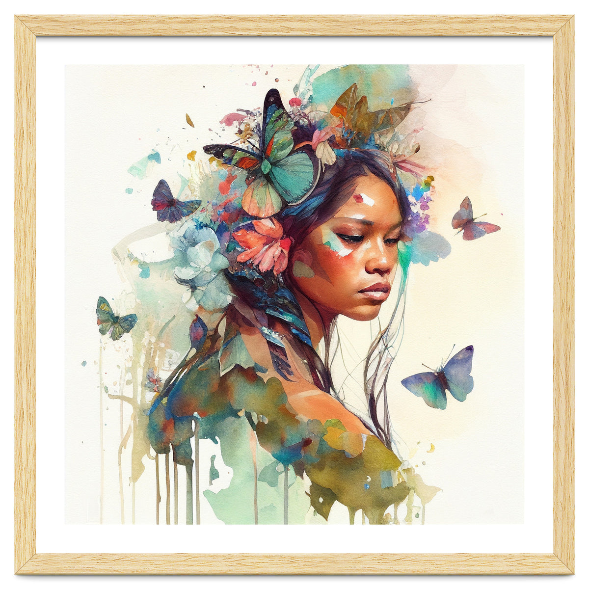 Floral Native Warrior Woman Butterfly Dance