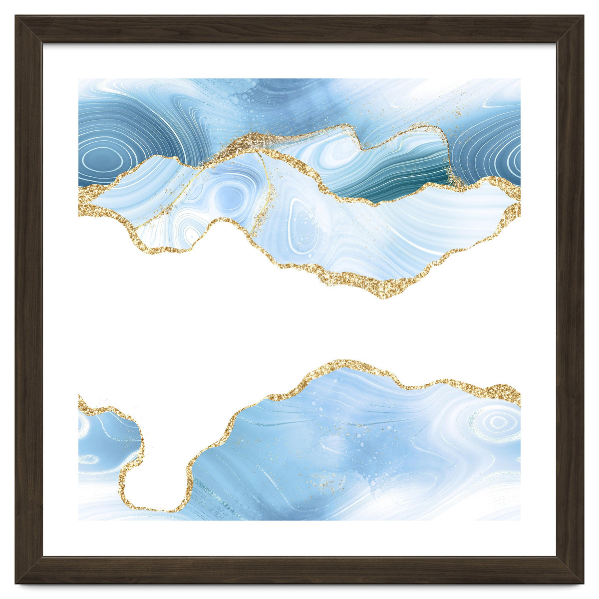 Blue & Gold Glitter Agate Texture 06