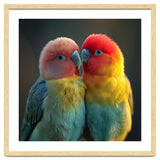 Lovebirds Perched Together Vivid Colors thumbnail