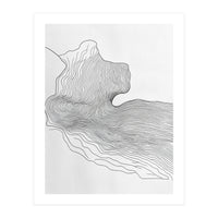 Abstract Black And White Organic Flowing Lines Pattern (Print Only)