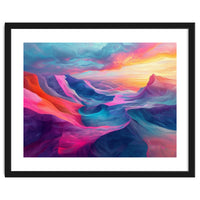 Vibrant Abstract Mountain Landscape at Sunset