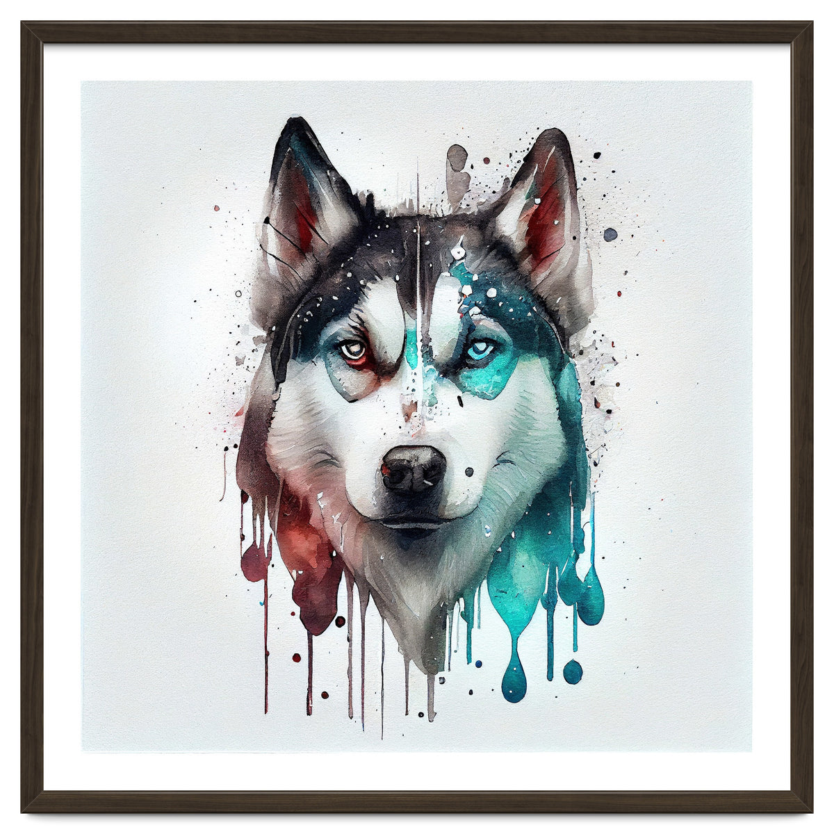 Watercolor Siberian Husky Dog
