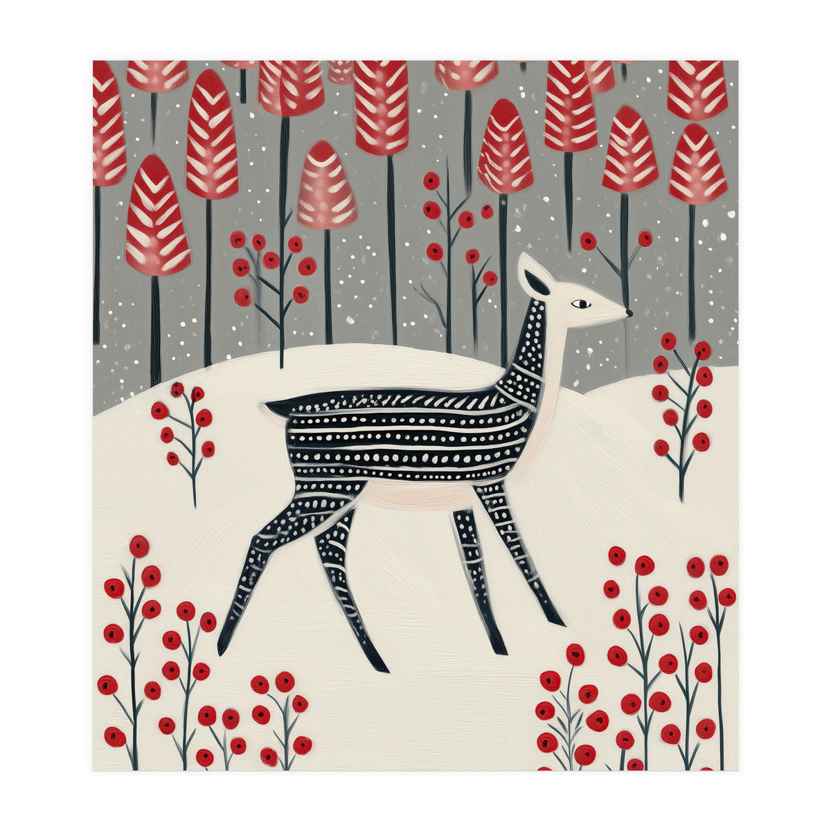 Fawn in a Winter Landscape (Print Only)