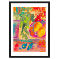 Colorful abstract summer lemons floral still life
