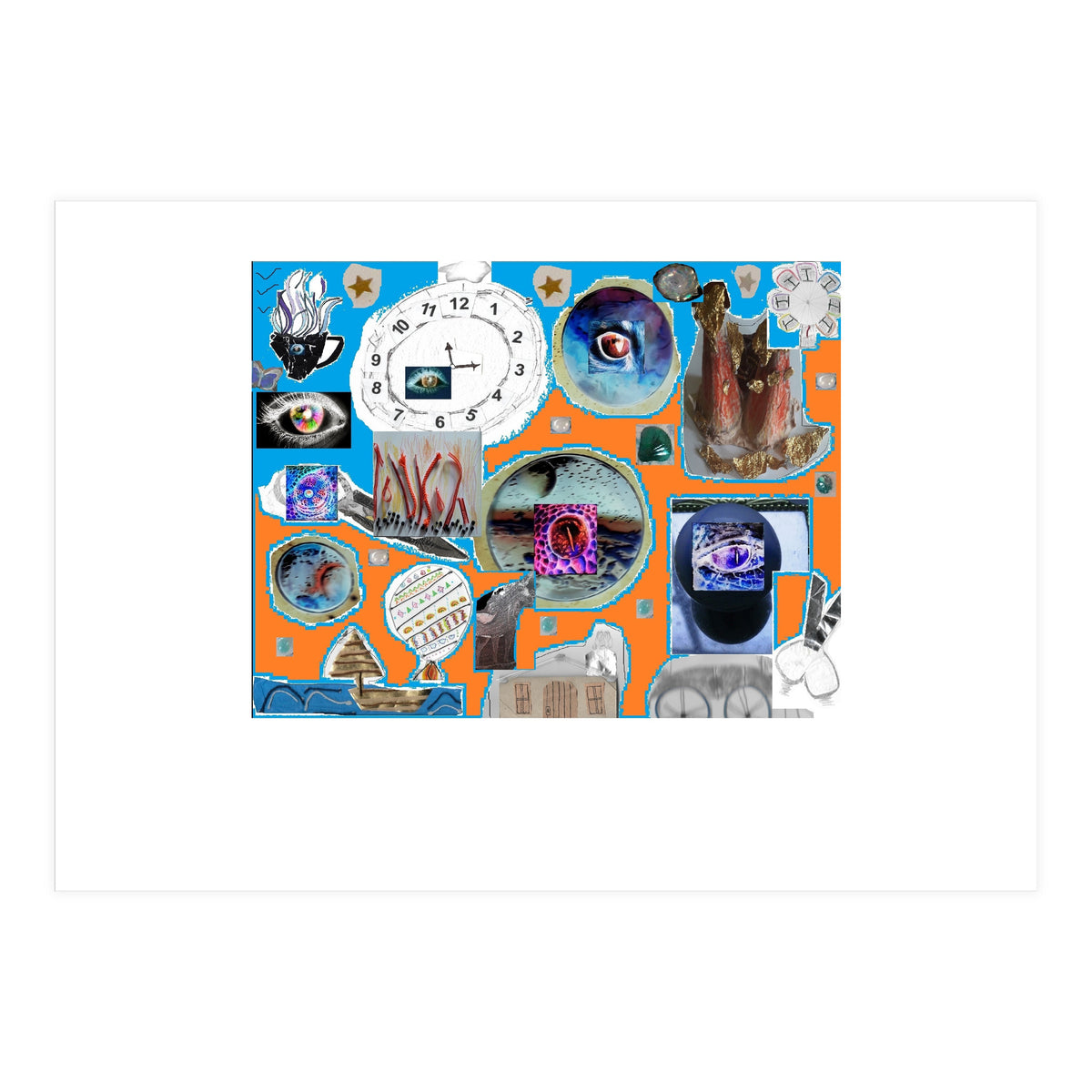 Abstract Collage 3 D Material Design Original (Print Only)