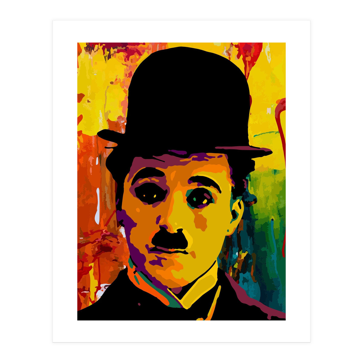 Charlie Chaplin Colorful Abstract Art (Print Only)