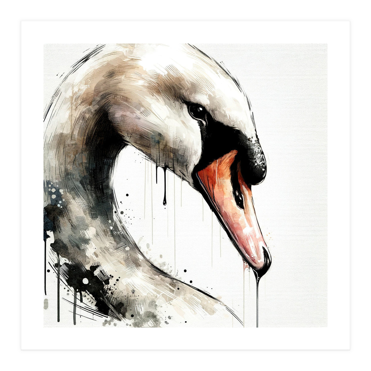 Watercolor Swan Portrait (Print Only)