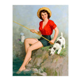 Pinup Girl Fishing With Her Dog (Print Only) thumbnail