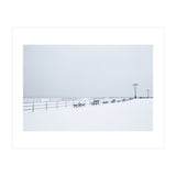 Benches along the pier on snow beach (Print Only) thumbnail