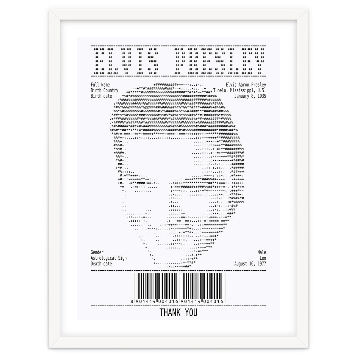 Receipt Art Elvis Presley