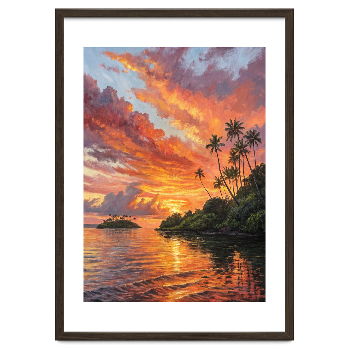 Impressionist Tropical Sunset Over Paradise Island