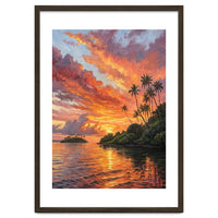 Impressionist Tropical Sunset Over Paradise Island