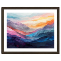 Vibrant Abstract Watercolor Mountain Landscape