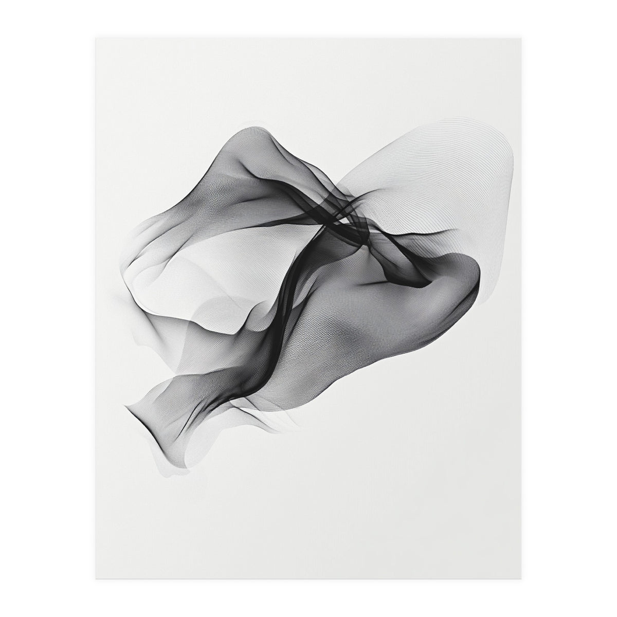 Abstract Black Flowing Fabric Wave (Print Only)