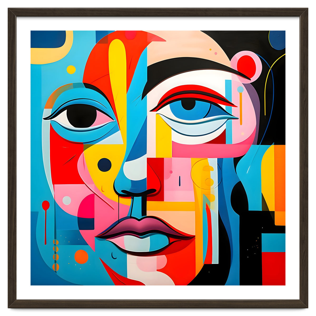 CUBIST HARMONY,  face, the essence of Cubist inspiration in a fragmented vibrant spectrum.