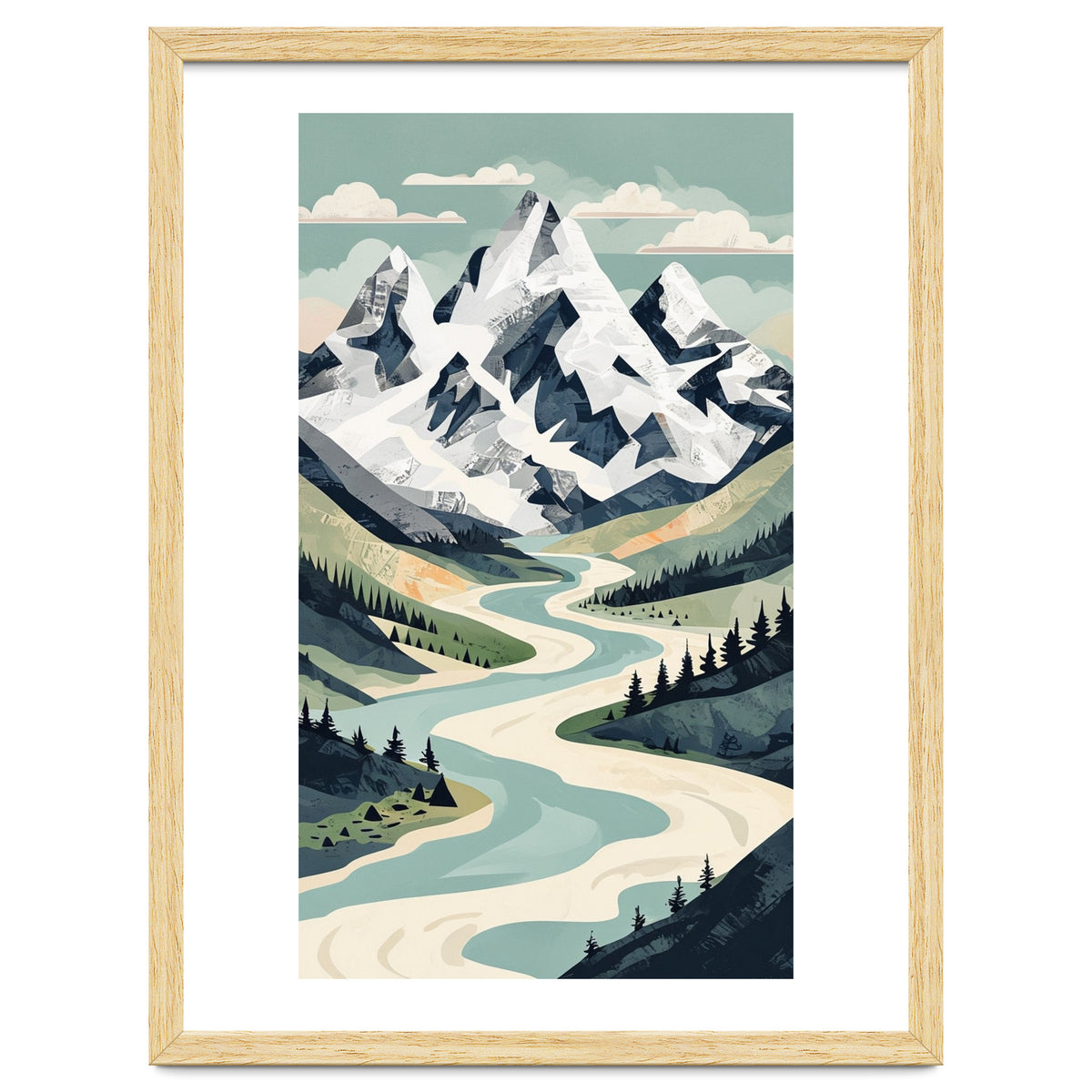 Majestic Alpine Peaks: Organic Modern Landscape Art