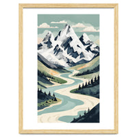 Majestic Alpine Peaks: Organic Modern Landscape Art