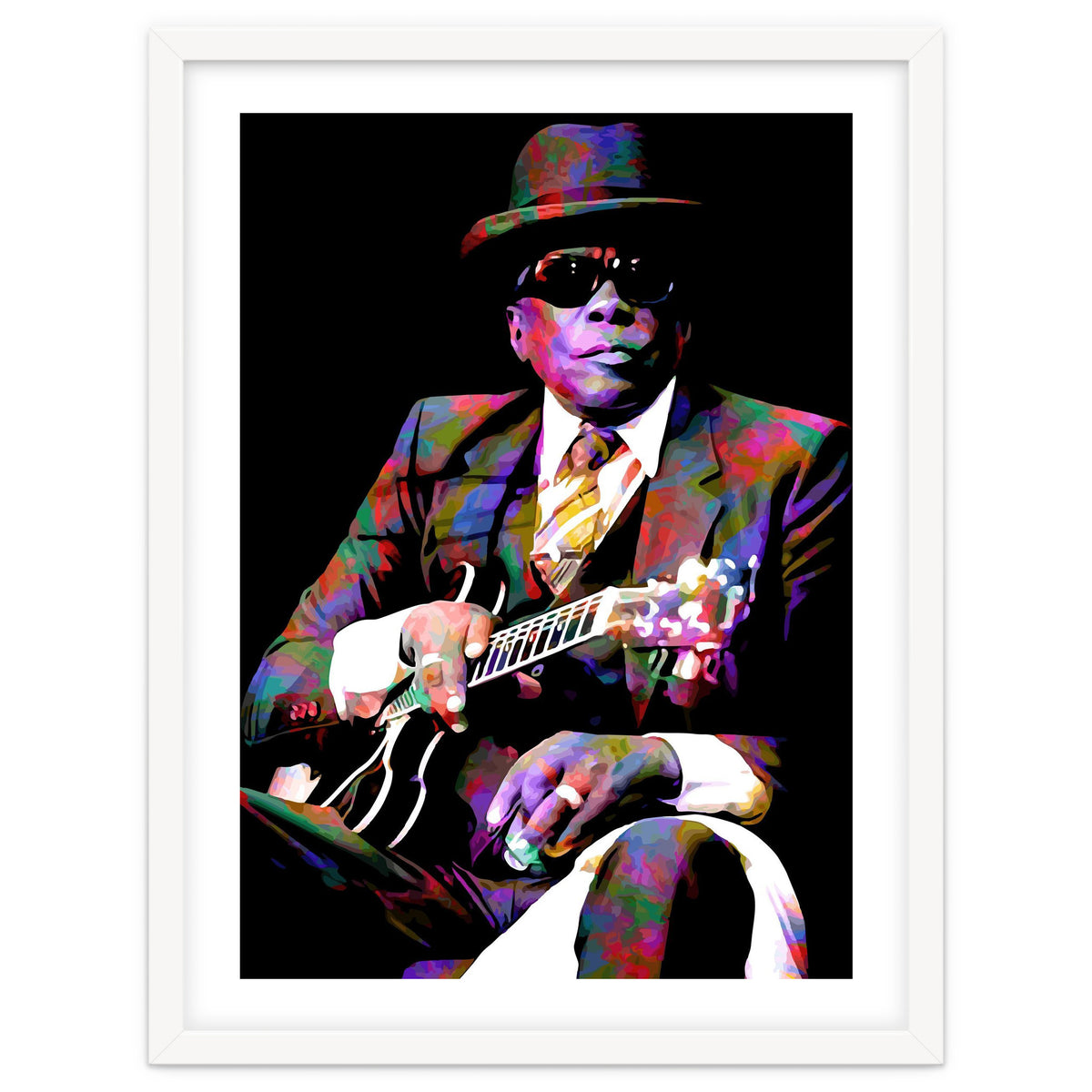 John Lee Hooker American Blues Musician Legend Colorful Art