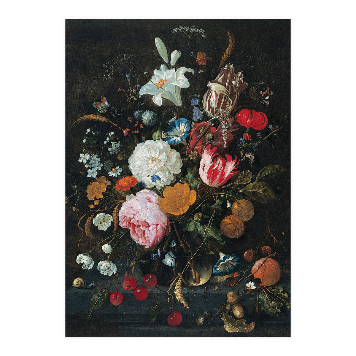 Jan Davidsz. de Heem (Utrecht, 1606-Amberes, 1683/4). Flowers in a glass Vase with Fruit (ca. 166... (Print Only)