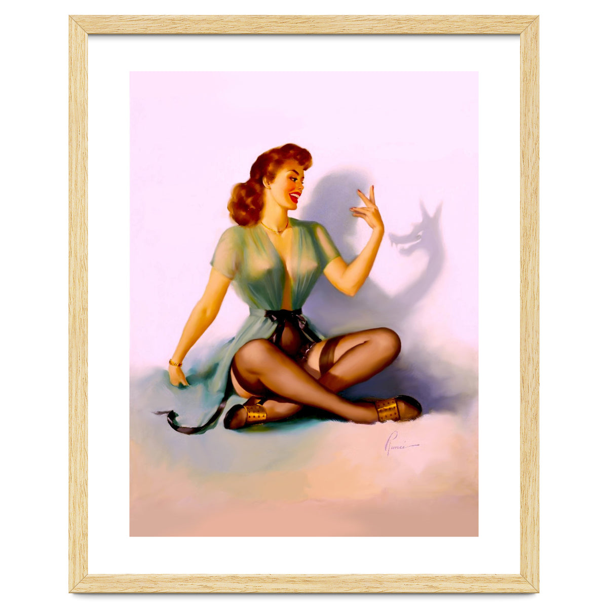 Sexy Pinup Making A Big Bad Wolf Shadow On The Wall