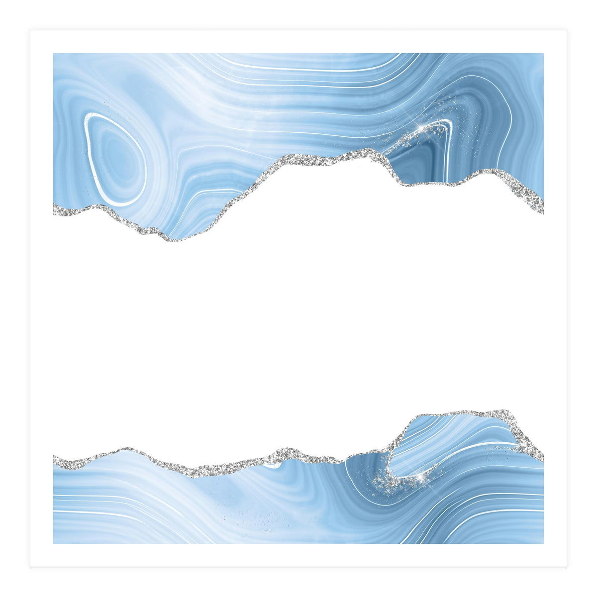 Blue & Silver Agate Glitter Texture 08 (Print Only)