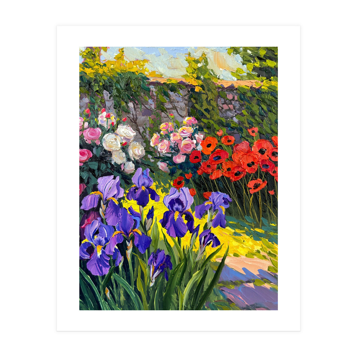 Sun-Drenched Secret Garden Oil Painting (Print Only)