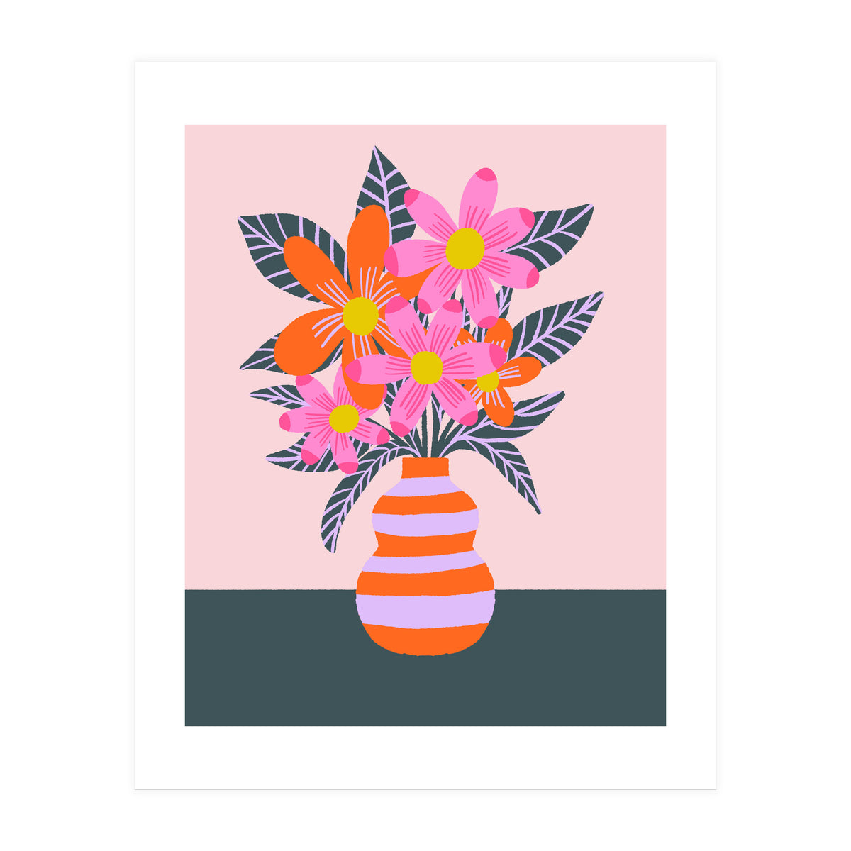 Colorful Flowers In a Vase (Print Only)