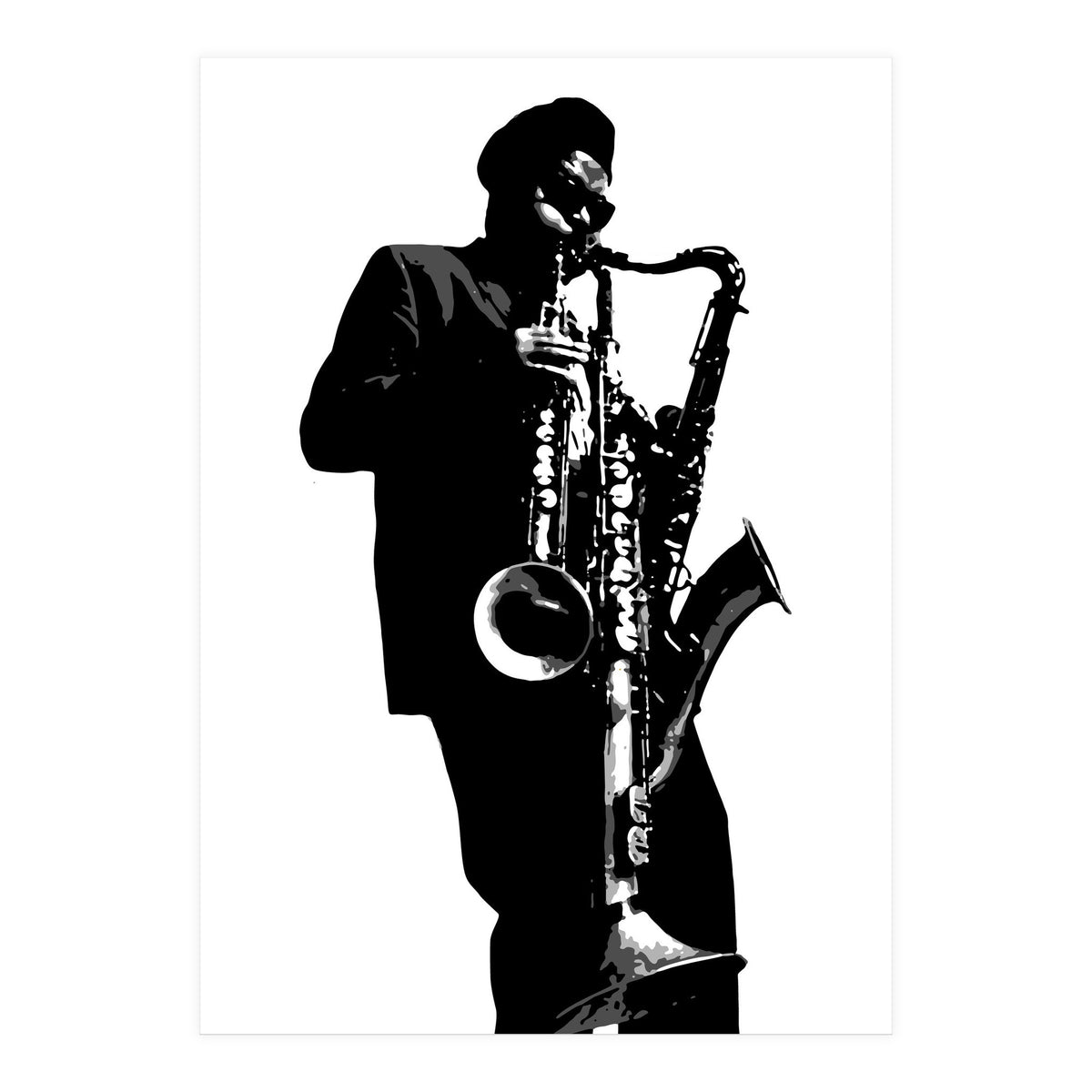 Rahsaan Roland Kirk Jazz Music Legend in Grayscale (Print Only)