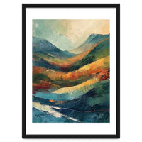 Textured Impasto Mountain Valley Landscape