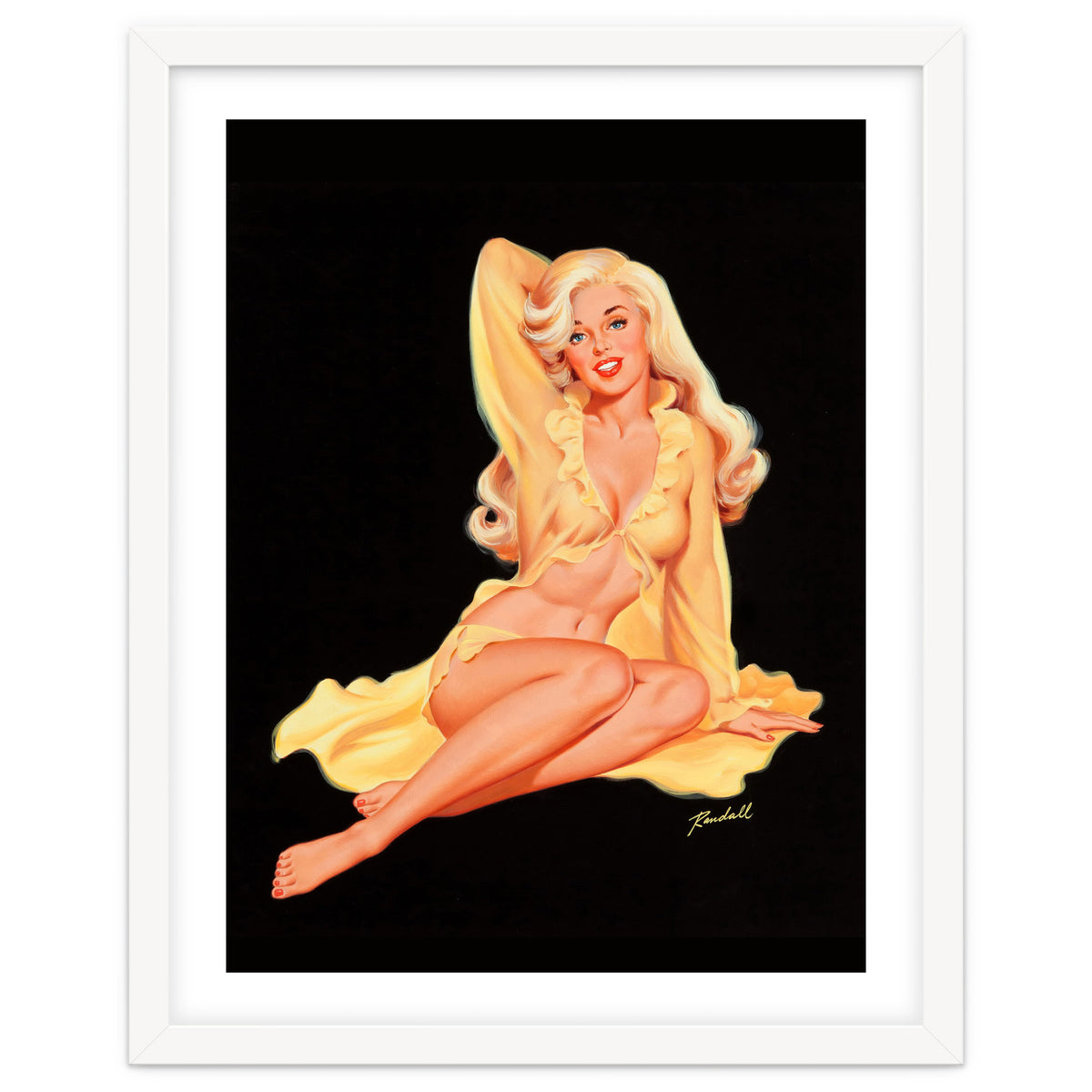 Pinup Girl Posing In Yellow Dress