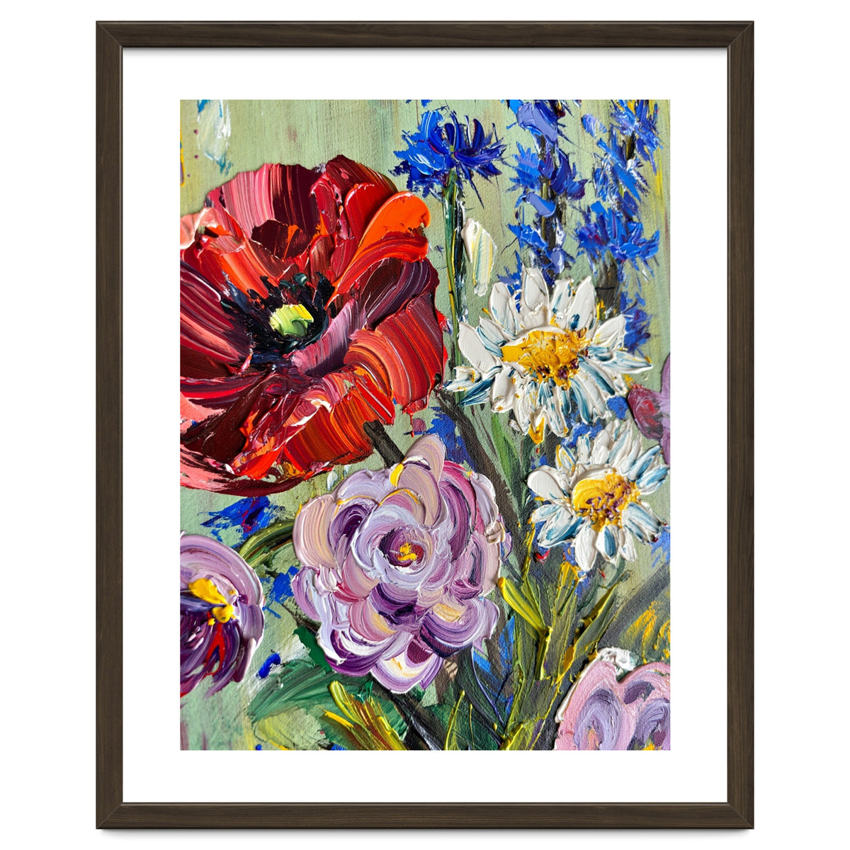 Vibrant Wildflower Meadow Oil Painting