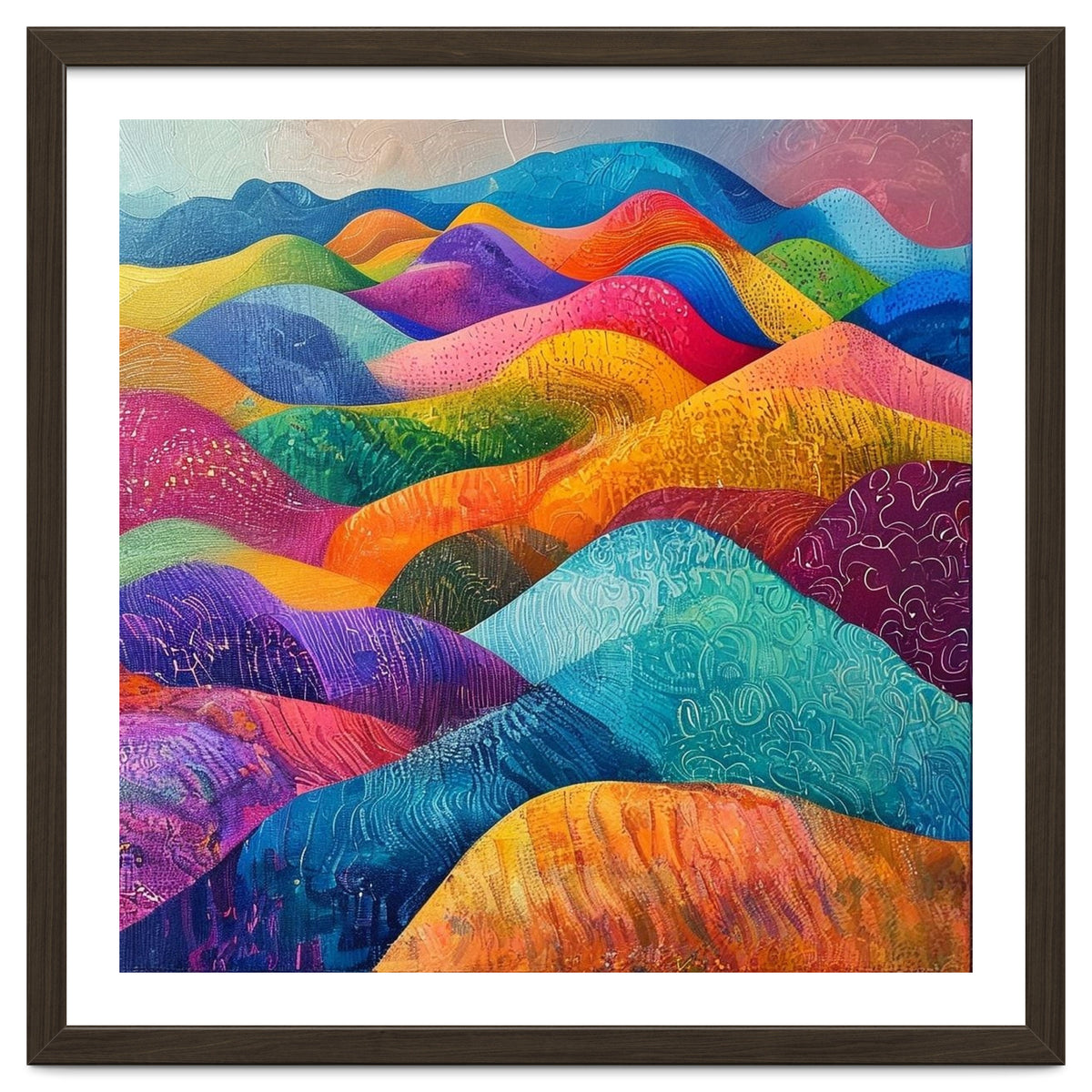 Vibrant Rainbow Rolling Hills Landscape
