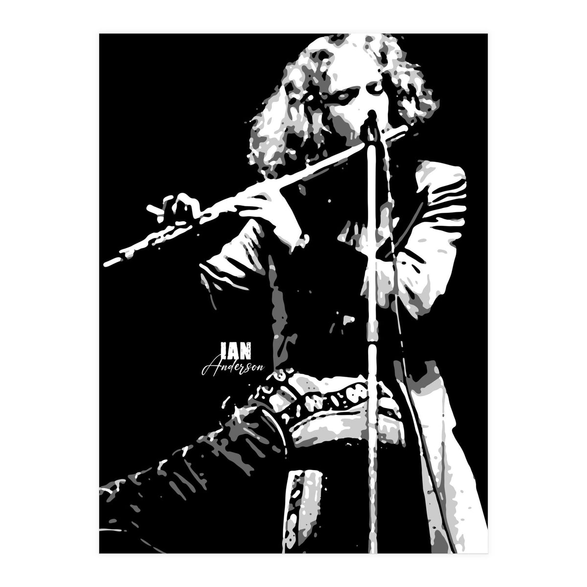 Ian Anderson British Musician Legend in Grayscale (Print Only)