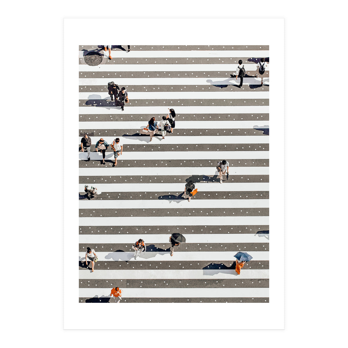 Rain Crossing | Polka Dots Zebra Crossing On The Street | Rain Eclectic Modern Graphic Design (Print Only)