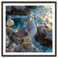 Seagull Standing On Rocks Near Water