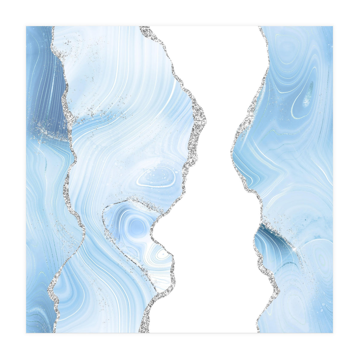 Blue & Silver Agate Glitter Texture 06 (Print Only)