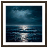 Ethereal Moonlight Over Midnight Ocean Waves