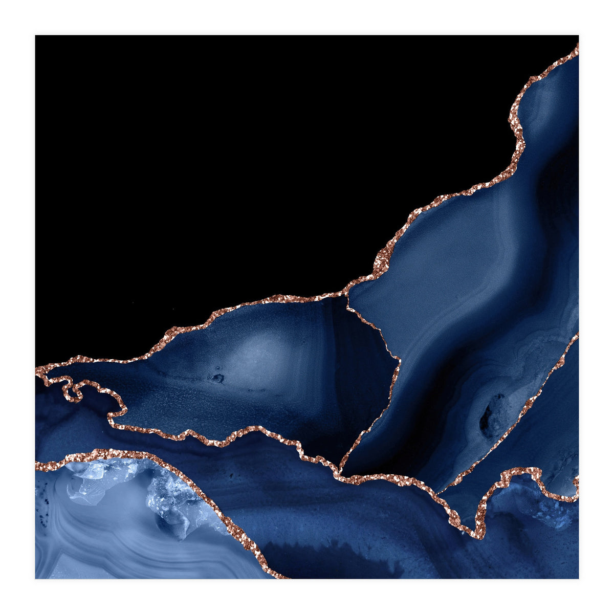 Navy & Rose Gold Agate Texture 03 (Print Only)