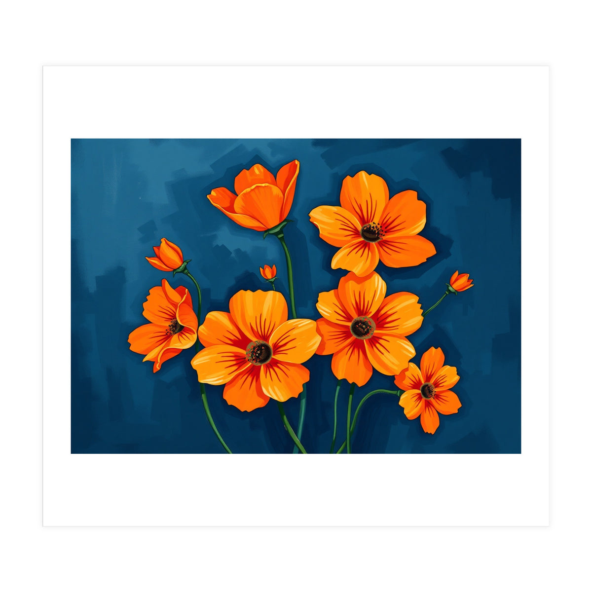 Orange Blue Flower (Print Only)