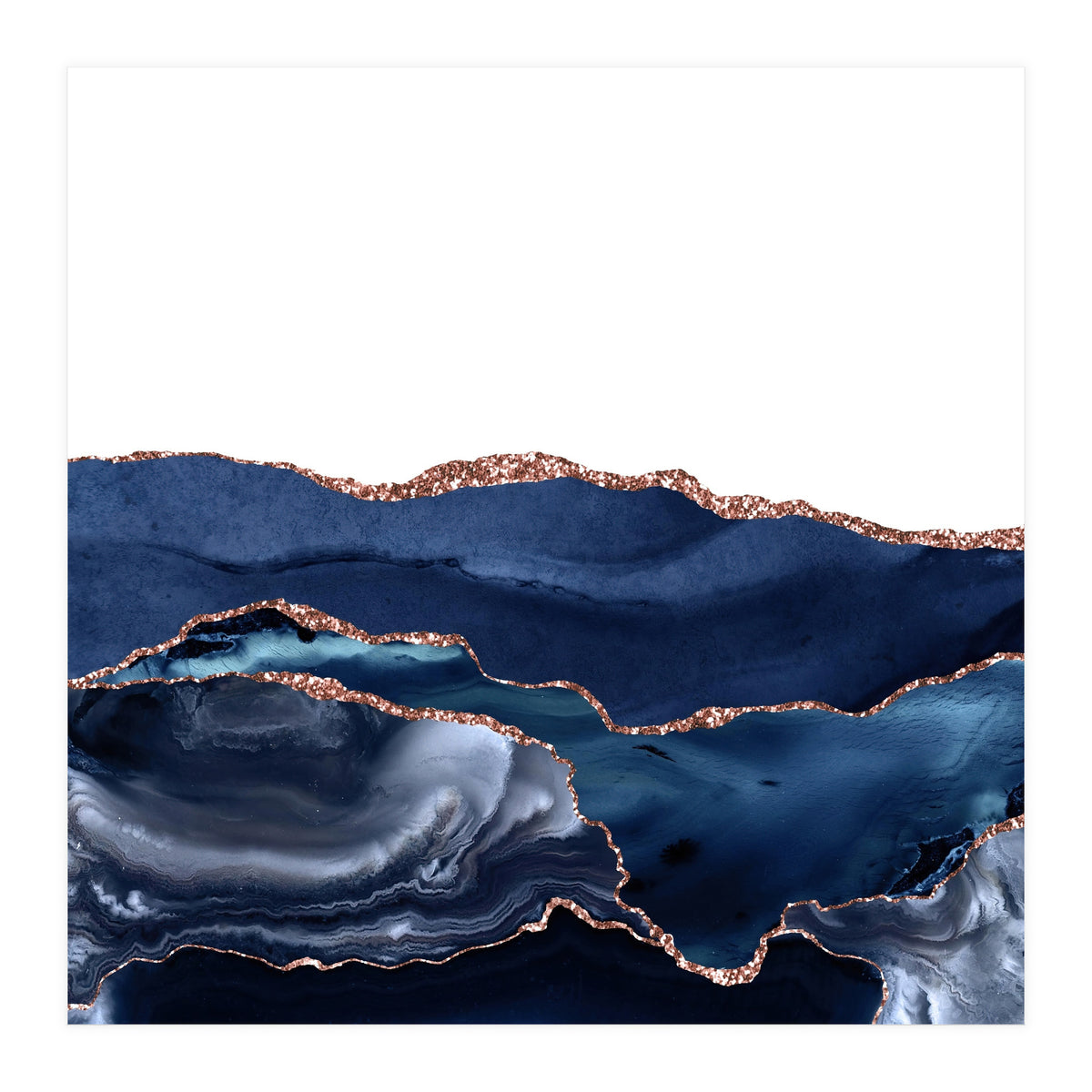 Navy & Rose Gold Agate Texture 21 (Print Only)