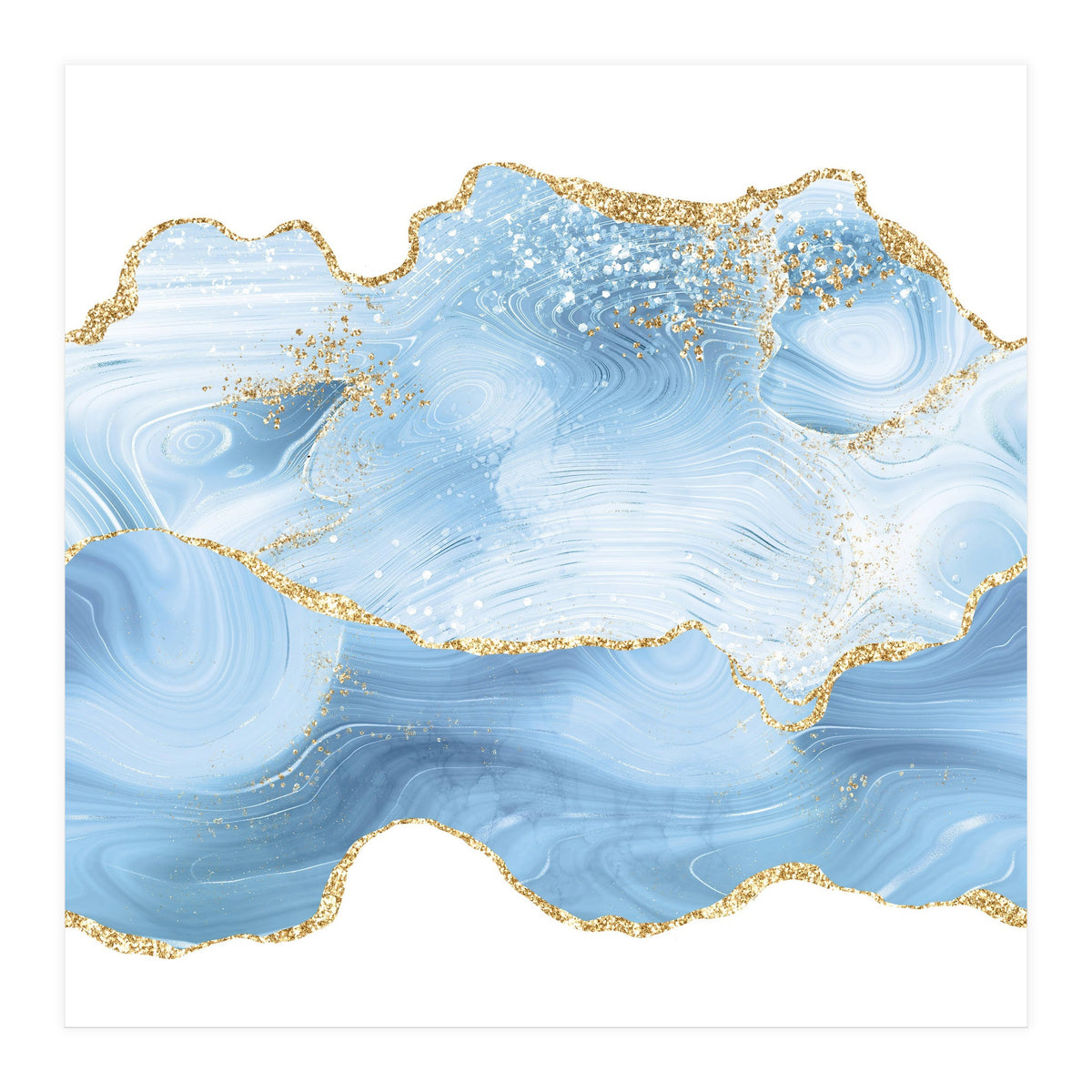 Blue & Gold Glitter Agate Texture 05 (Print Only)