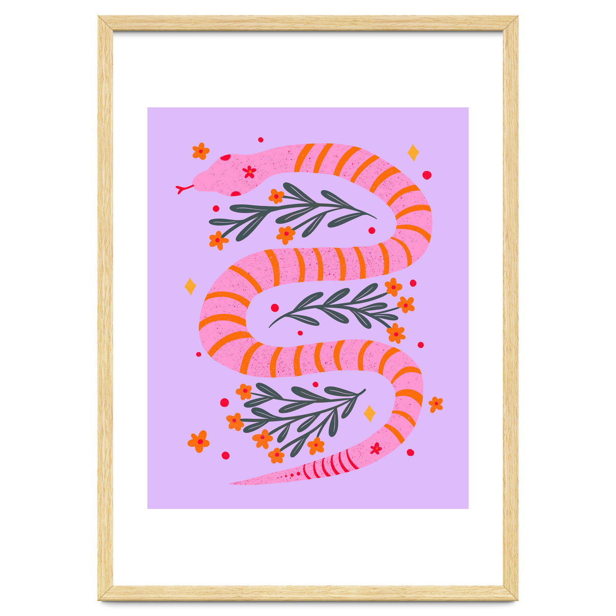 Modern snake - pink and orange