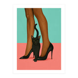 Woman In Heels With Black Cat (Print Only) thumbnail