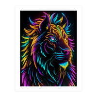 Lion Colored Neon Art (Print Only)