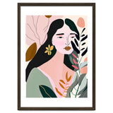 Reinvent, Beautiful Woman Girl Pastel Line Art, Minimal Botanical Nature Portrait, Modern Bohemian Drawing Nomadic Summer Self Love thumbnail