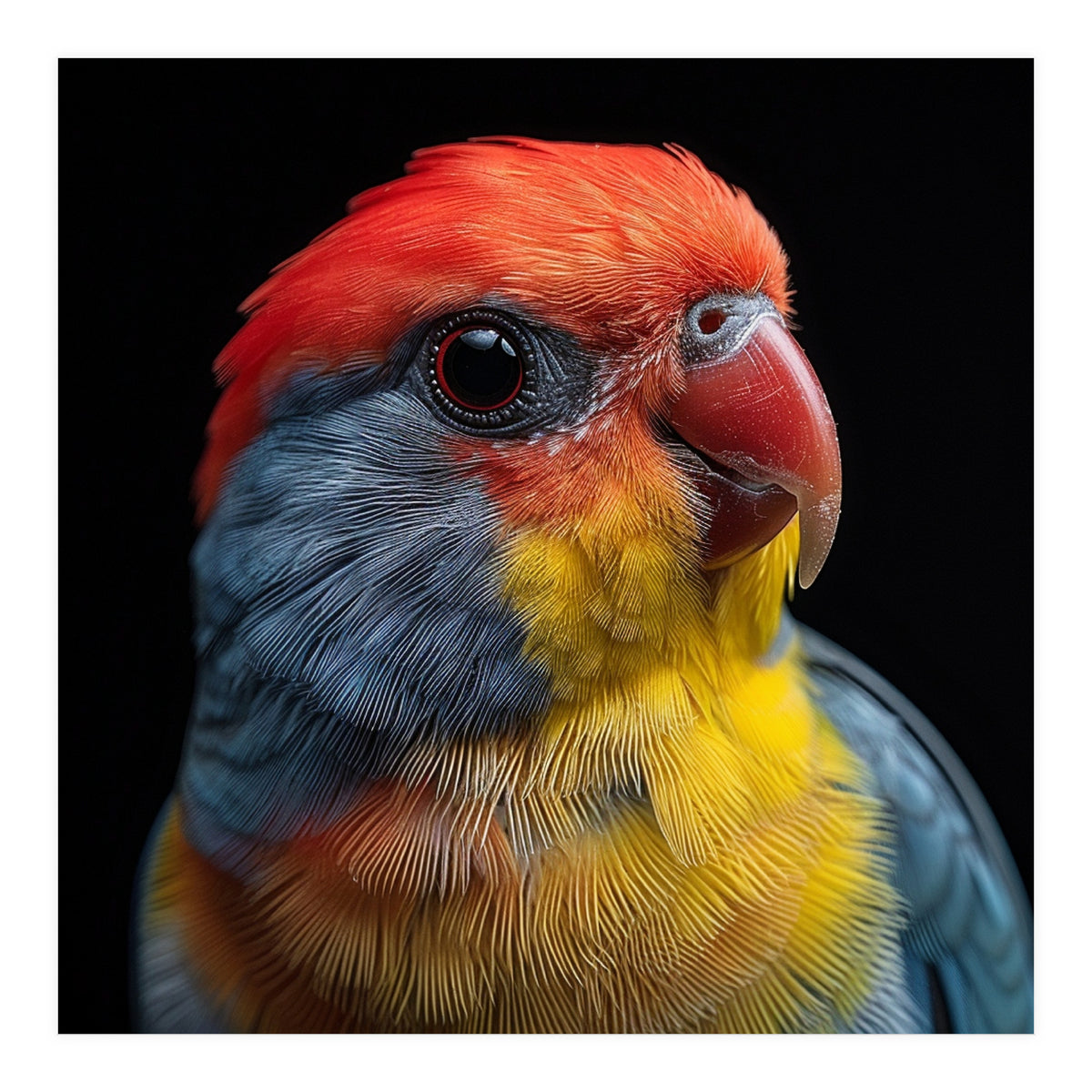 Close Up Colorful Parrot Portrait Vivid Plumage (Print Only)
