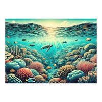 Vintage Australia, Great Barrier Reef Poster (Print Only)