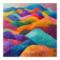 Vibrant Rainbow Rolling Hills Landscape (Print Only)