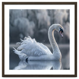 Majestic White Swan Gracefully Floating On Water thumbnail